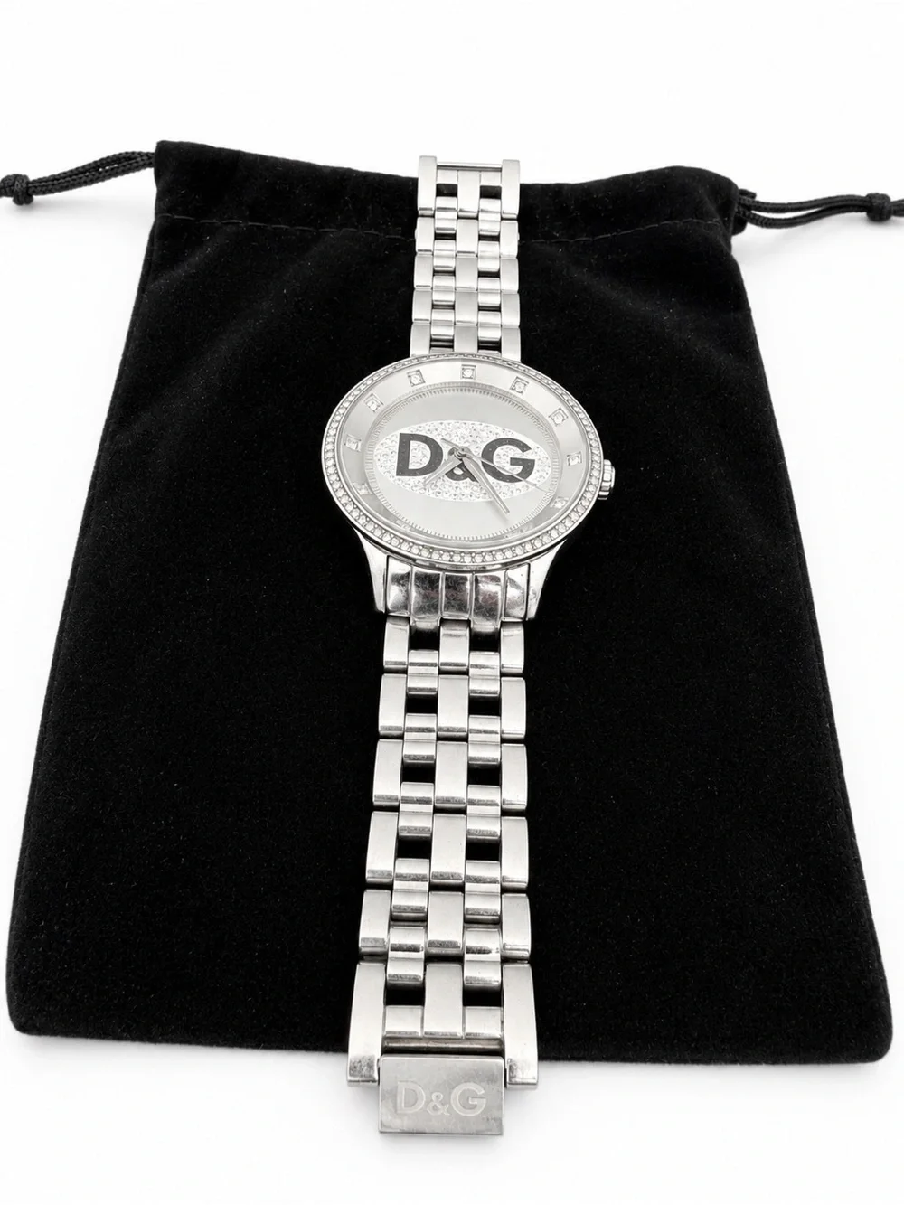 D&G Silver-Tone Logo Link Bracelet Watch